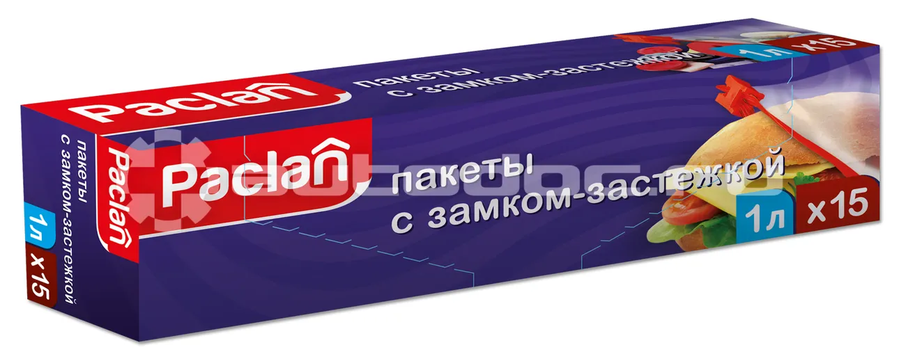 PACLAN Пакеты с замком-застежкой 22х18 см, 1 л, 15 шт.