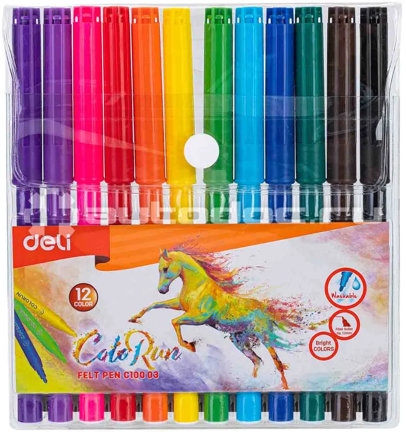 DELI Набор фломастеров  ColoRun вентилир. 12цв.пакет с европодвес., EC10003