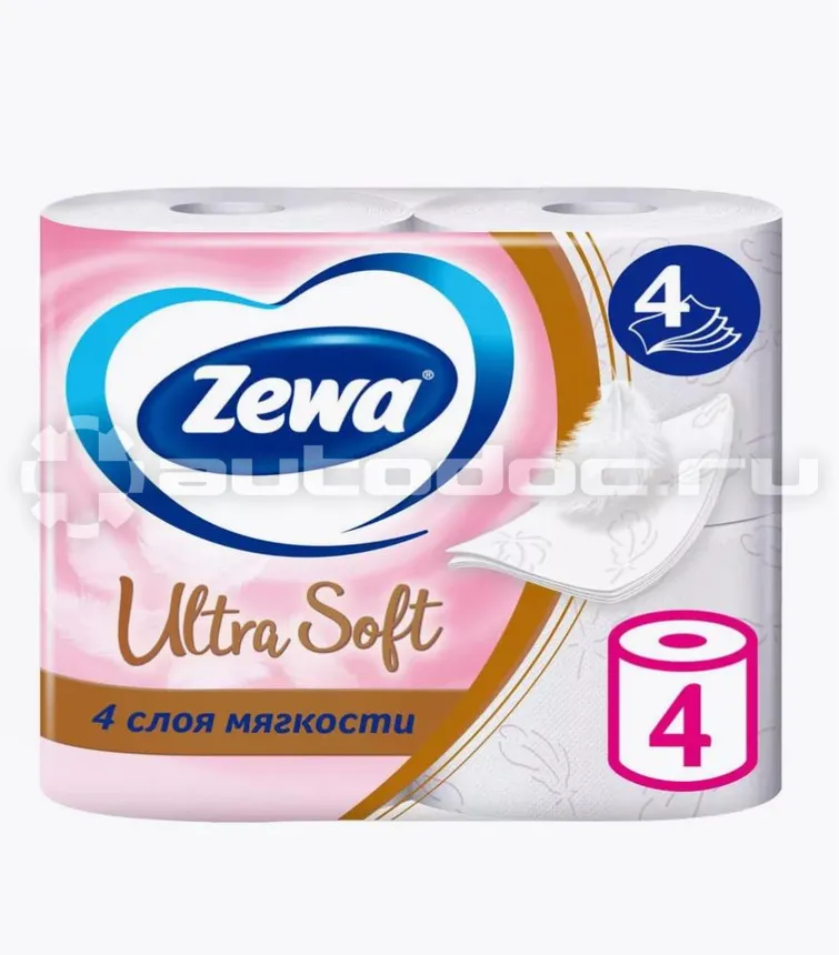 ZEWA Туалетная бумага Ultra Soft, 4 слоя 4 рулона