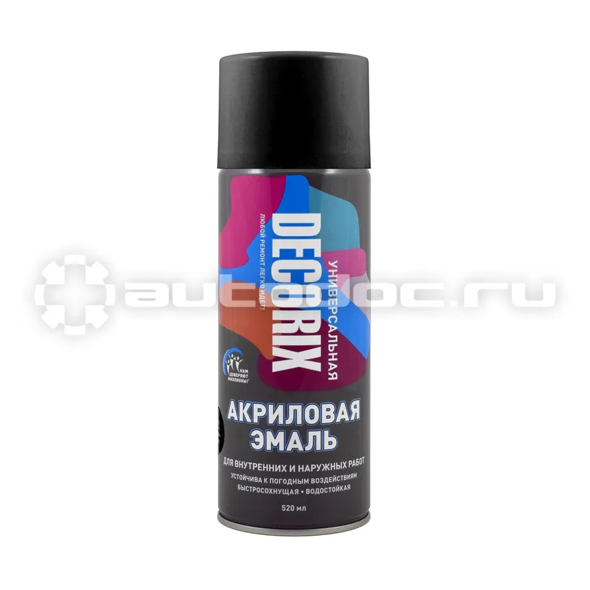 DECORIX Аэрозольная эмаль универсальная, черный глянцевый