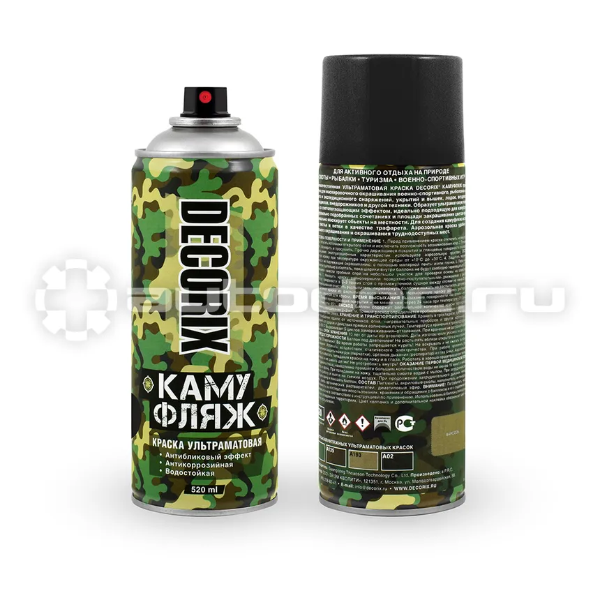 DECORIX Аэрозольная краска КАМУФЛЯЖ, чёрный камуфляж матовый