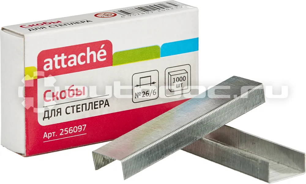ATTACHE Скобы для степлера №26 | 6 , оцинкованные (2-40 лист.) 1000 шт в уп