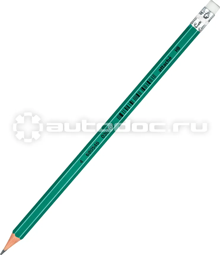 ATTACHE Карандаш чернографитный плаcтик, с ластиком, HB, зеленый корпус
