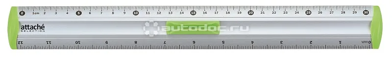 ATTACHE Линейка 30см Selection aluminium с держателем зеленый