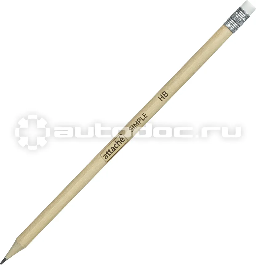 ATTACHE Карандаш чернографитный кругл. HB, натур.дерево, заточ., с ласт.