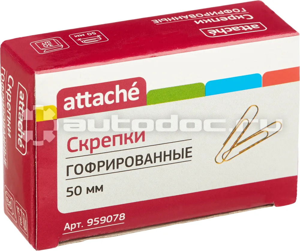 ATTACHE Скрепки , 50 мм, гофрированные золотистые 30 шт.в карт.уп