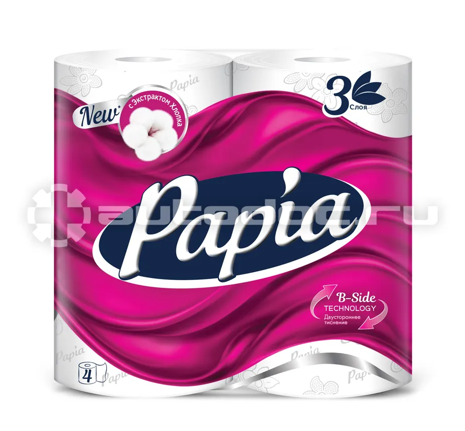 PAPIA Туалетная бумага белая трёхслойная