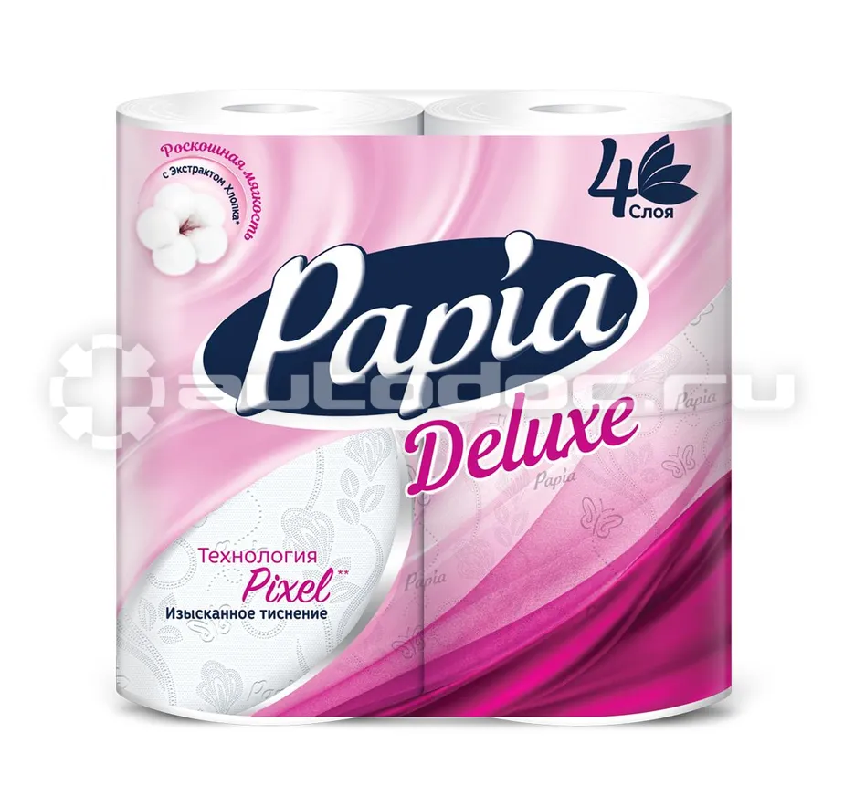 PAPIA Deluxe Туалетная бумага белая четырёхслойная