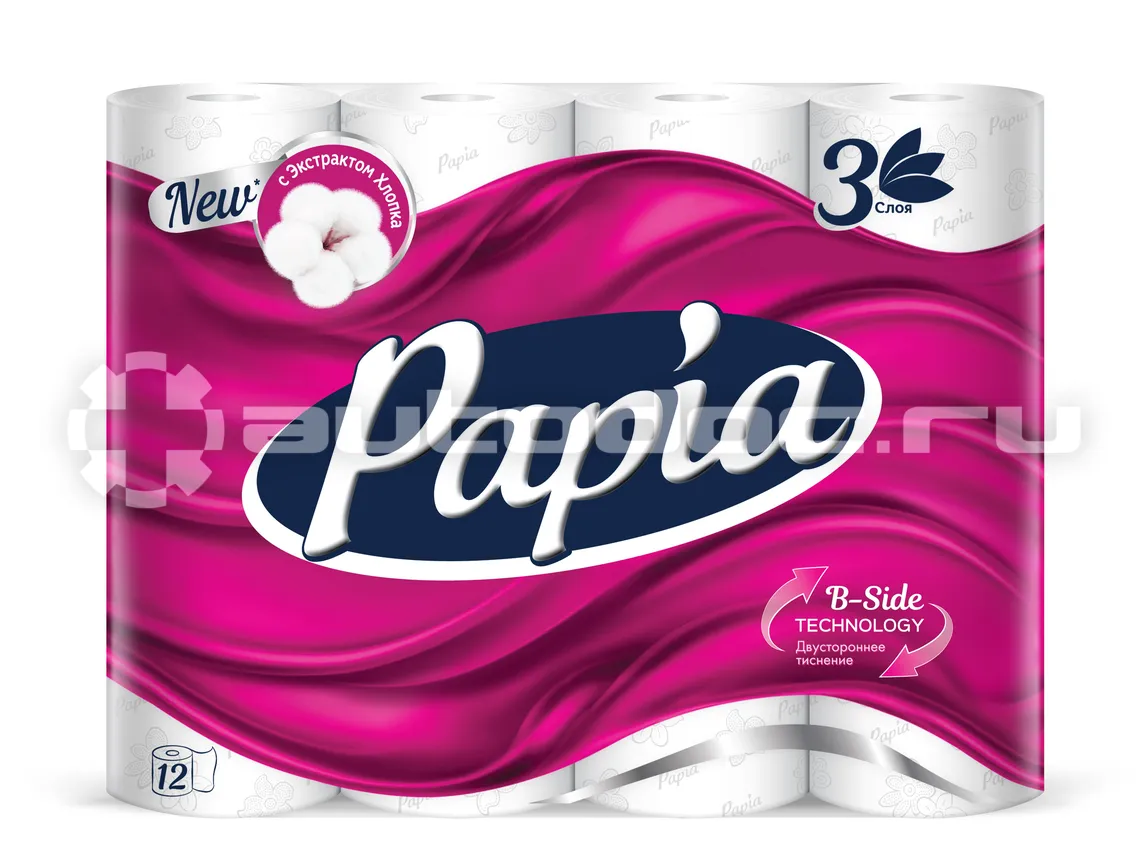PAPIA Туалетная бумага белая трёхслойная