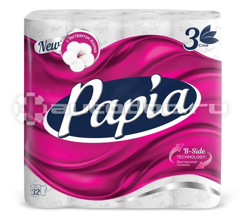 PAPIA Туалетная бумага белая трёхслойная