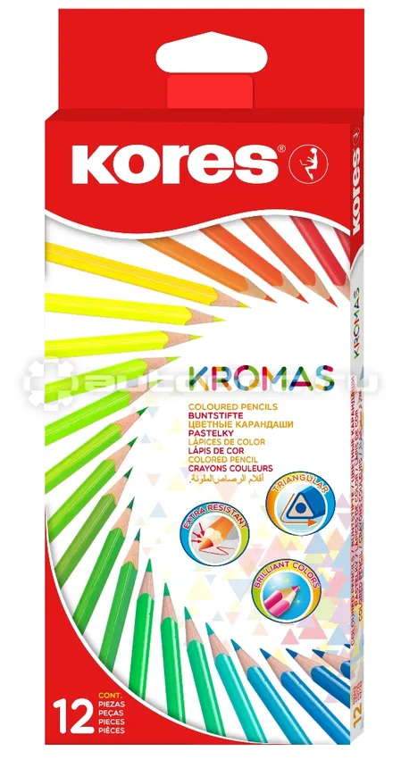 KORES Карандаши цветные 12цв 3-гран Kromas 93391