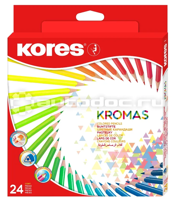 KORES Карандаши цветные 24цв 3-гран Kromas 93392