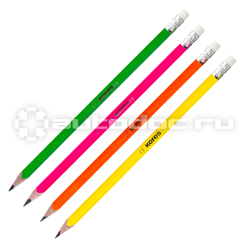 KORES Карандаш чернографитный Grafitos Neon трехгранный HB с ластиком
