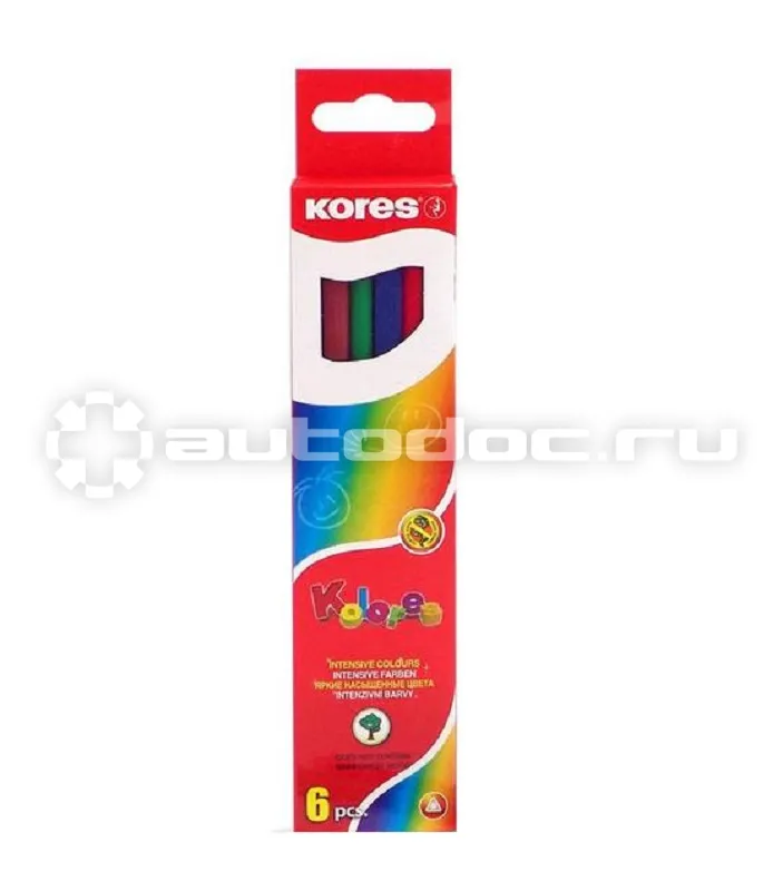 KORES Карандаши цветные 6цв 3-гран 93306.01