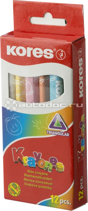 KORES Карандаши цветные 12цв трехгранные KRAYONES 33101.02