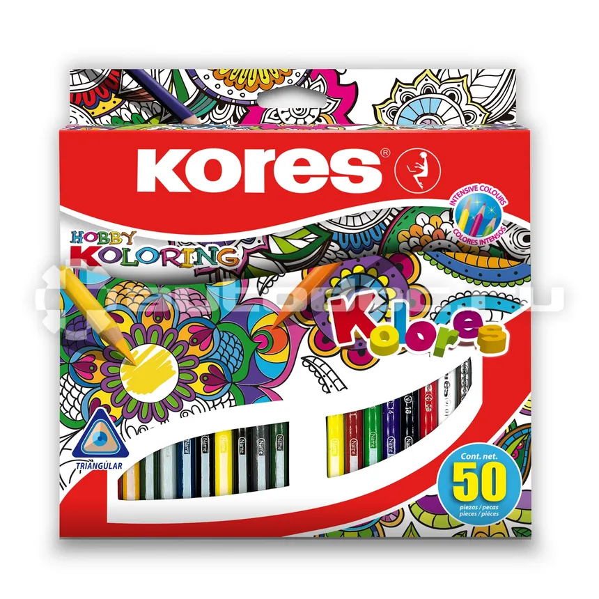 KORES Карандаши цветные 50 цв. 3-гран.93350