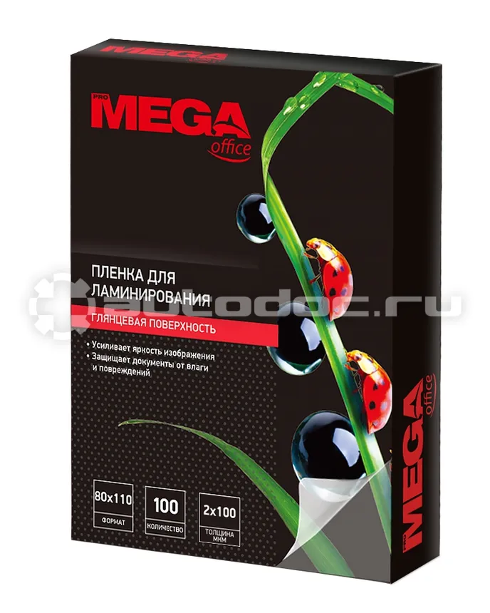 PROMEGA Пленка для ламинирования office 80x110 мм 100 мкм глянцевая (100 штук в упаковке)
