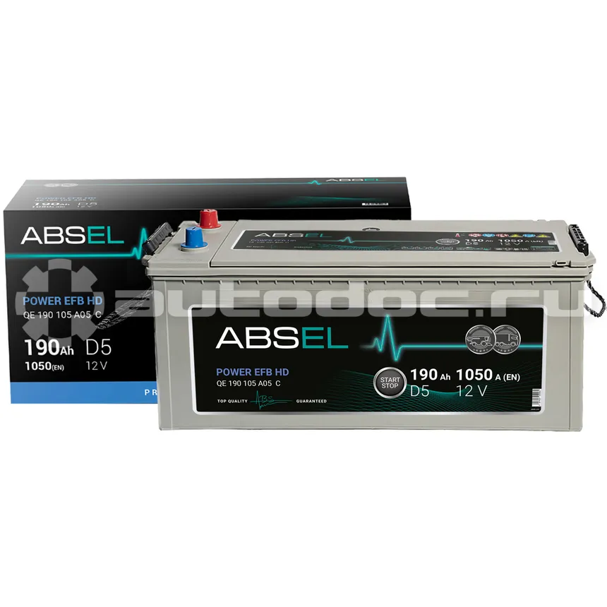 ABSEL Аккумулятор POWER EFB HD 12V D5 190Ah 1050A (3) ОП (грузовая) type EURO (513x223x223)