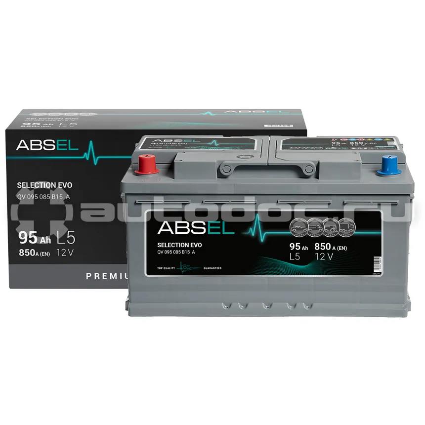ABSEL Аккумулятор SELECTION EVO 12V L5 95Ah 850A (1) ПП (легковая) type EURO (353x175x190)