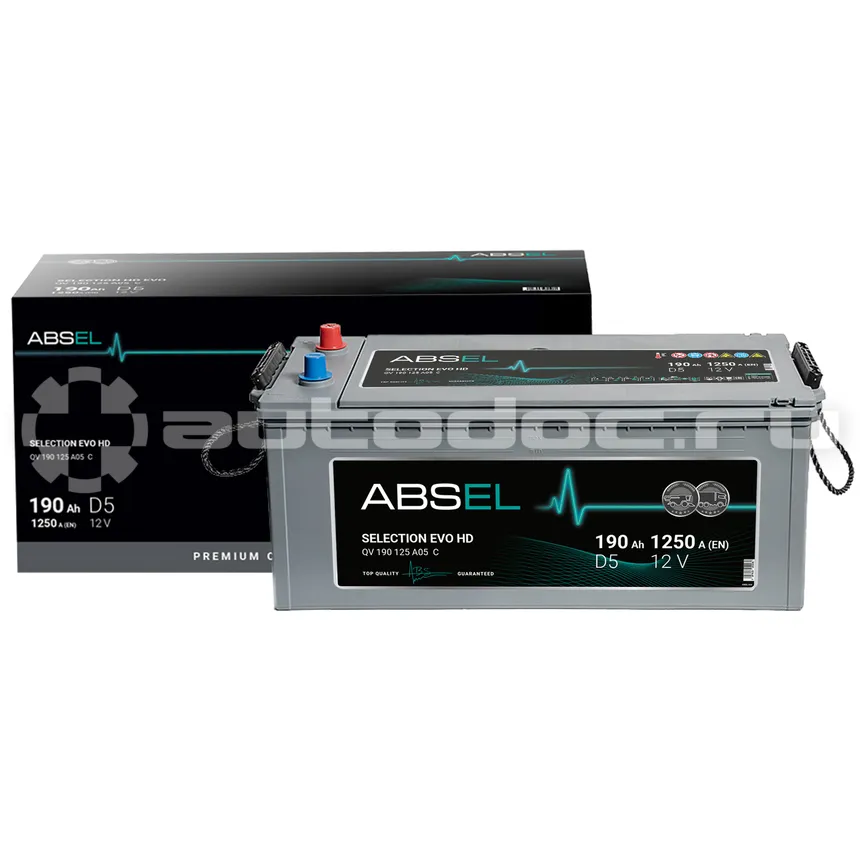 ABSEL Аккумулятор SELECTION HD EVO 12V D5 190Ah 1250A (3) ОП (грузовая) type EURO (510x222x220)