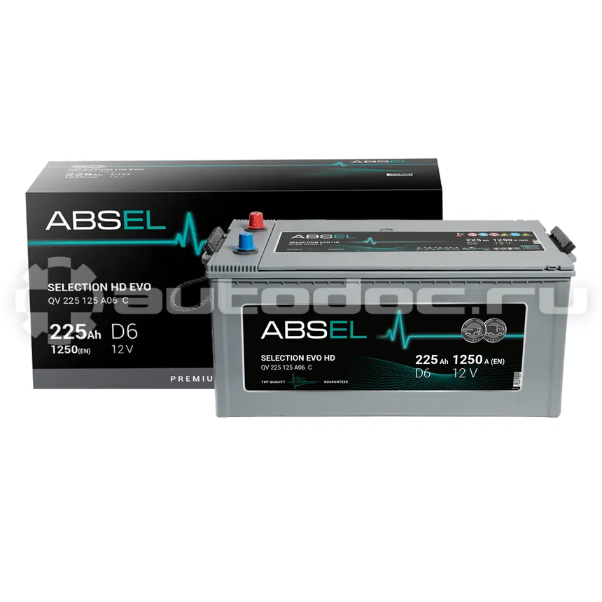 ABSEL Аккумулятор SELECTION HD EVO 12V D6 225Ah 1250A (3) ОП (грузовая) type EURO (516x275x241)