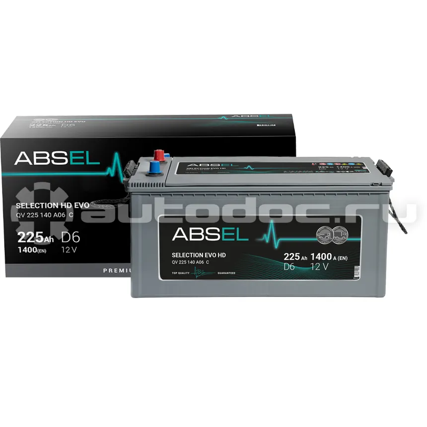 ABSEL Аккумулятор SELECTION HD EVO 12V D6 225Ah 1400A (3) ОП (грузовая) type EURO (516x275x241)