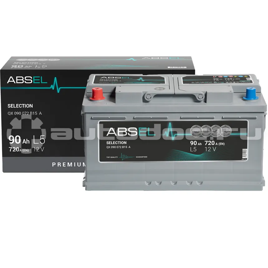 ABSEL Аккумулятор SELECTION 12V L5 90Ah 720A (1) ПП (легковая) type EURO (353x175x190)