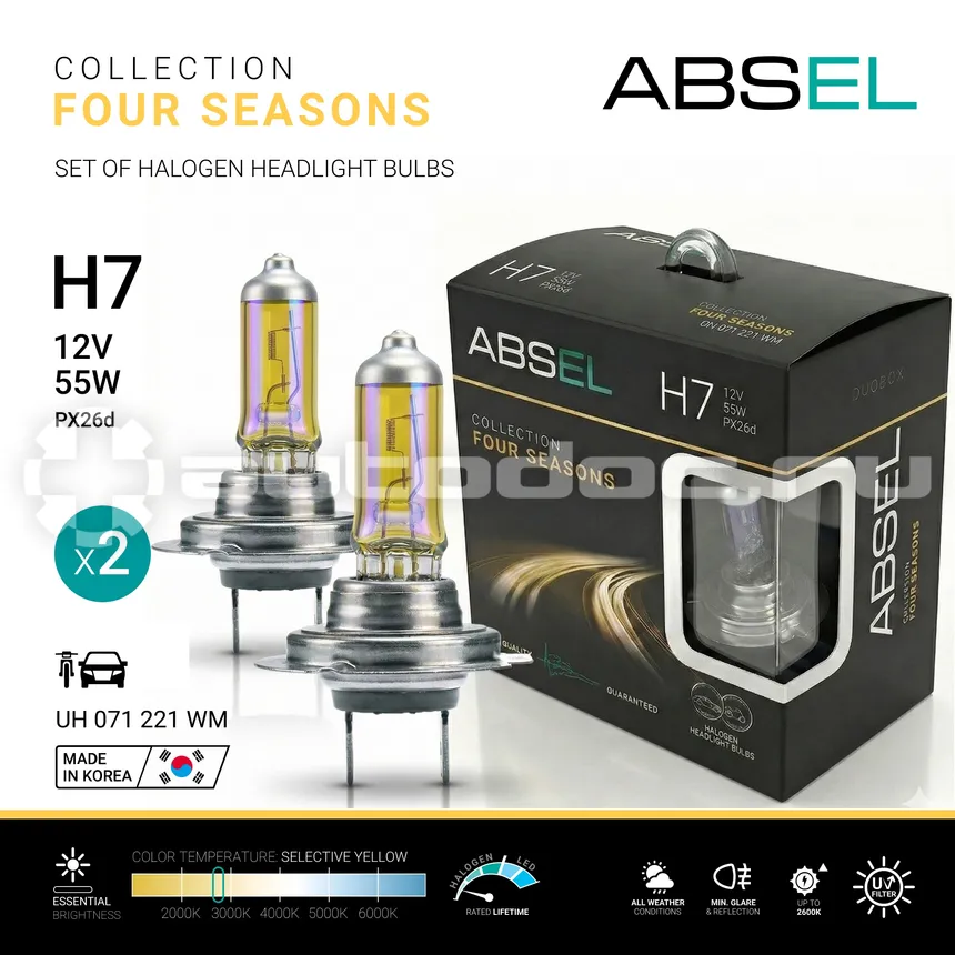 ABSEL Лампы галогенные H7 PX26d 12V 55W FOUR SEASONS