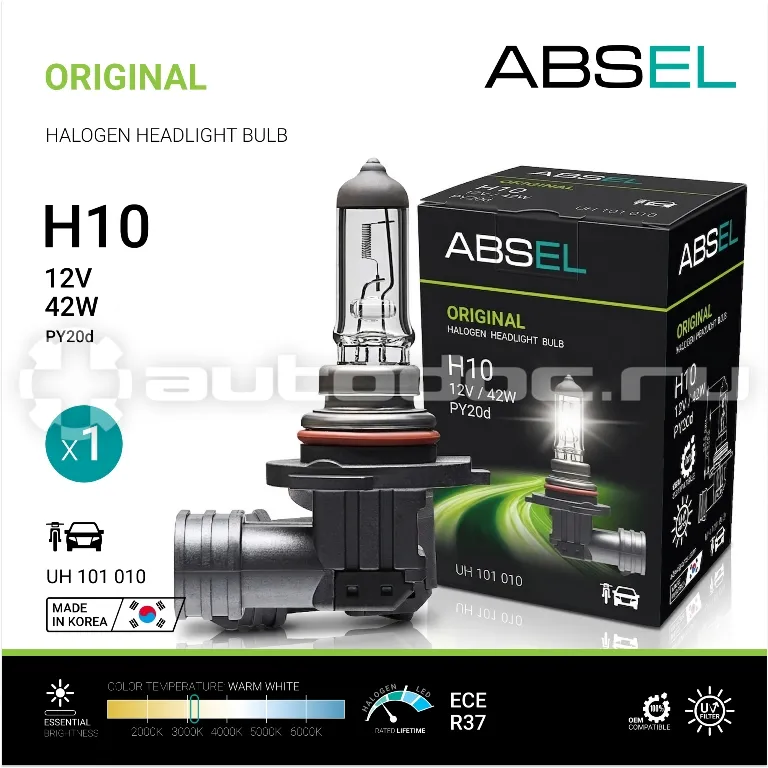 ABSEL Лампа галогенная H10 PY20d 12V 42W ORIGINAL