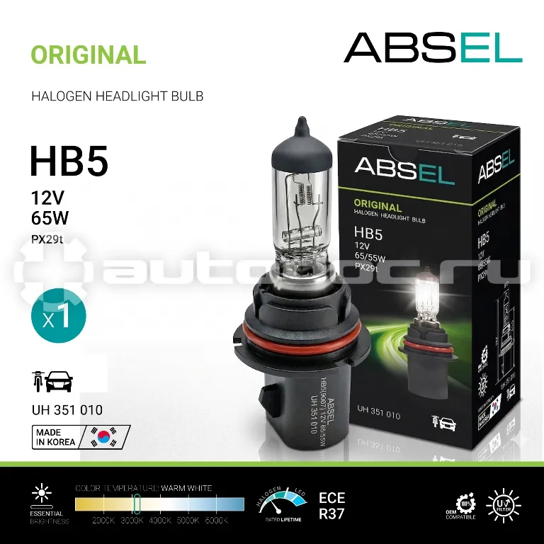 ABSEL Лампа галогенная HB5 PX29t 12V 65/55W ORIGINAL