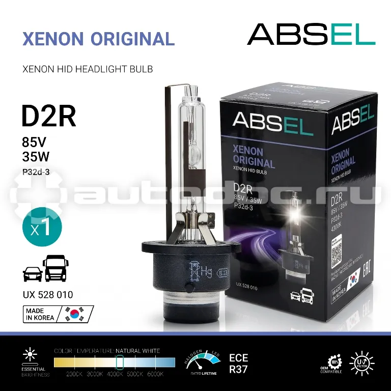 ABSEL Лампа ксеноновая D2R P32d-3 85V 35W XENON ORIGINAL