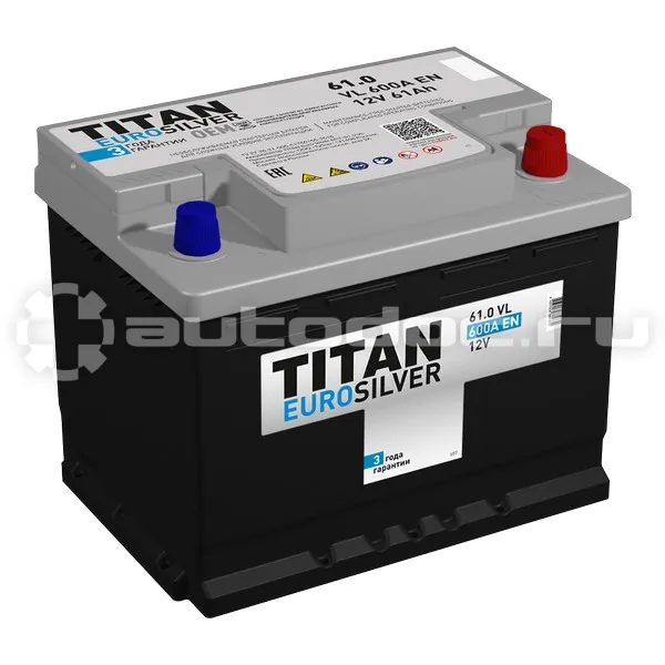 TITAN Аккумулятор EUROSILVER (61.0 VL (О.П.) 600А (242х175х190))