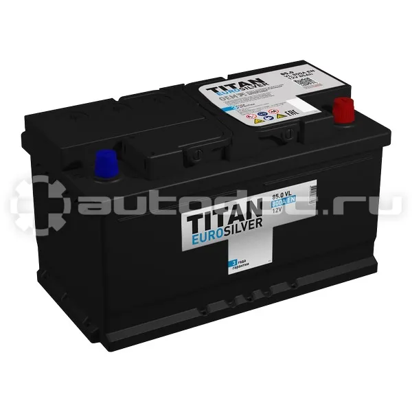 TITAN Аккумулятор EUROSILVER (85.0 VL (О.П.) низкий 800А (314х175х175))