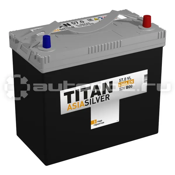 TITAN Аккумулятор ASIASILVER (57.0 VL B00 (О.П.) 450А (236х128х221))