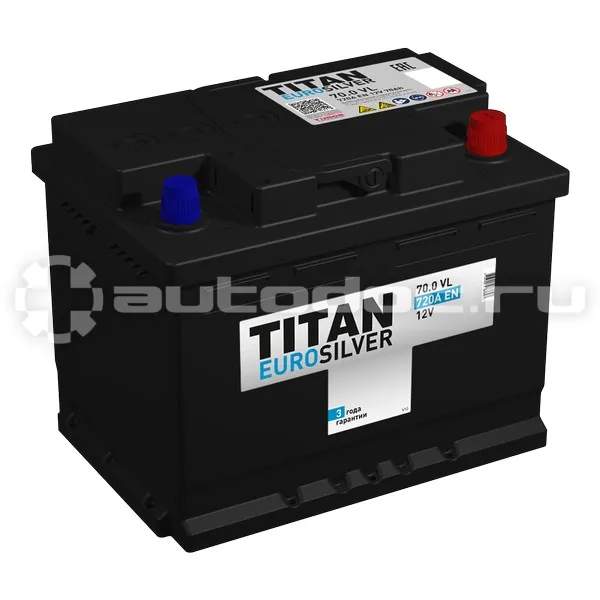 TITAN Аккумулятор EUROSILVER (70.0 VL kamina (О.П.) 650А (278х175х190))
