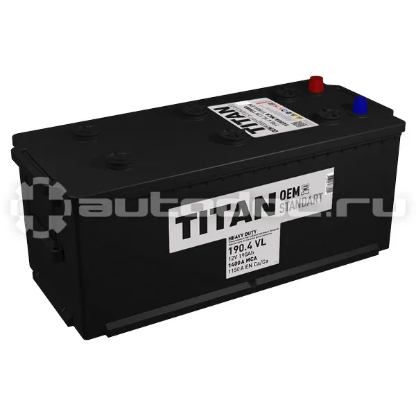 TITAN Аккумулятор STANDART 6СТ-190.4 A/h (-/+) 12V 1150A EN 513x225х218