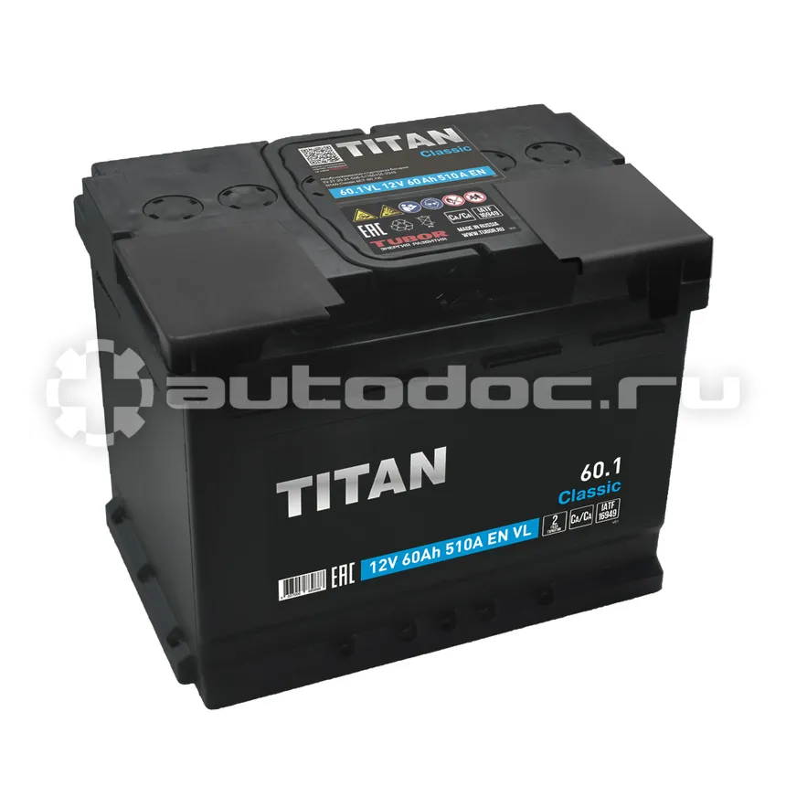 TITAN Аккумулятор CLASSIC (60.1 VL (П.П.) 510А (242х175х190))
