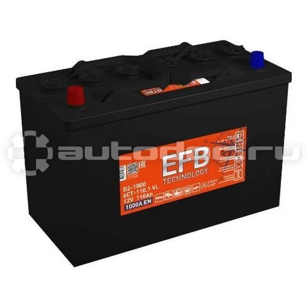 TITAN Аккумулятор EFB 12V 110Ah 1000A (L+) D2 347х174х236 28кг