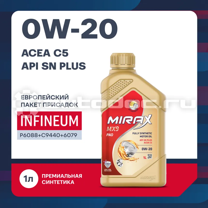 MIRAX MX9 SAE 0W-20 API SN PLUS, ACEA C5