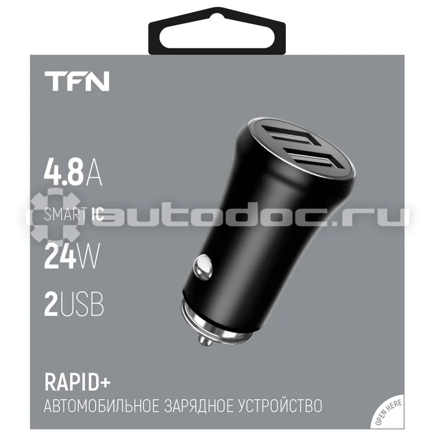 TFN Автомобильное зарядное устройство RAPID 4.8A б | кабеля black