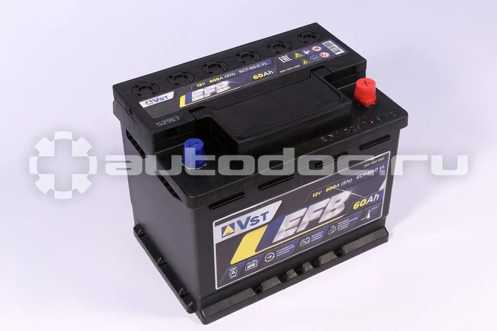 VST Аккумулятор EFB 12 V, 60 А/ч, 600А, обратная полярность