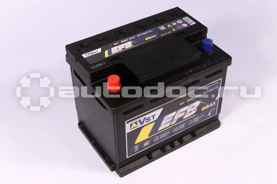 VST Аккумулятор EFB 12 V, 60 А/ч, 600А, прямая полярность