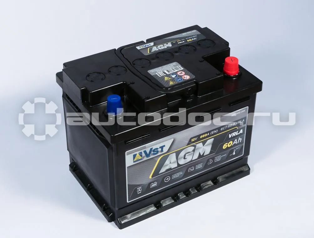 VST Аккумулятор AGM 12 V, 60 А/ч, 660А, обратная полярность