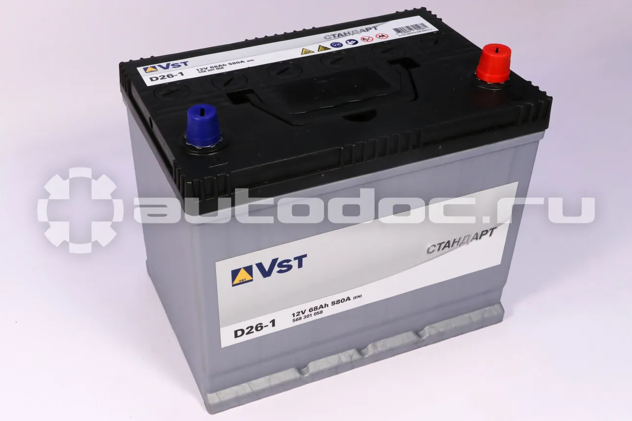 VST Аккумулятор 12 V, 68 А/ч, 580А, обратная полярность