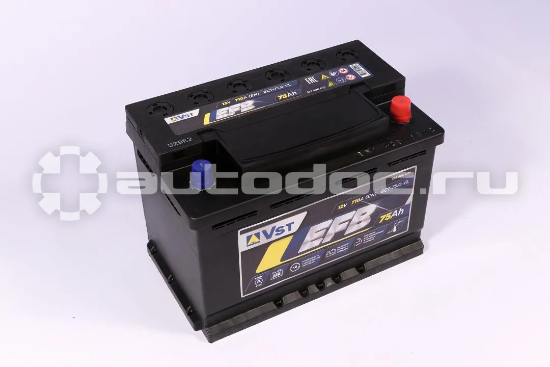 VST Аккумулятор EFB 12 V, 75 А/ч,710А, обратная полярность