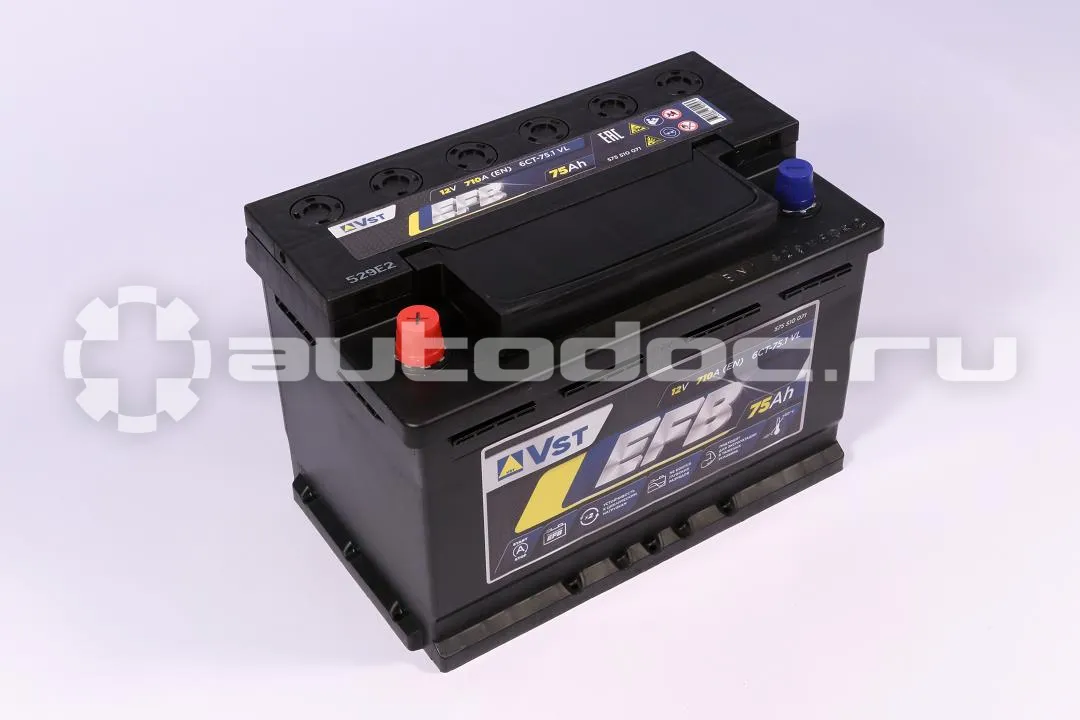 VST Аккумулятор EFB 12 V, 75 А/ч,710А, прямая полярность