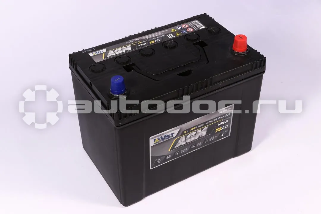 VST Аккумулятор AGM 12 V, 75 А/ч, 650А, обратная полярность