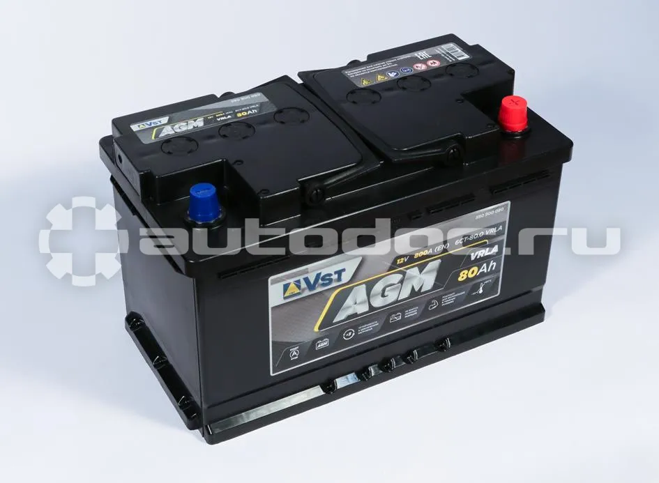VST Аккумулятор AGM 12 V, 80 А/ч, 800А, обратная полярность