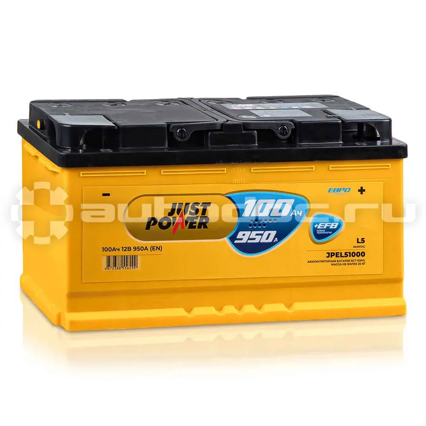 JUST POWER Аккумулятор EFB 100 А/ч обратный R+ 353x175x190 L5 EN 950 А