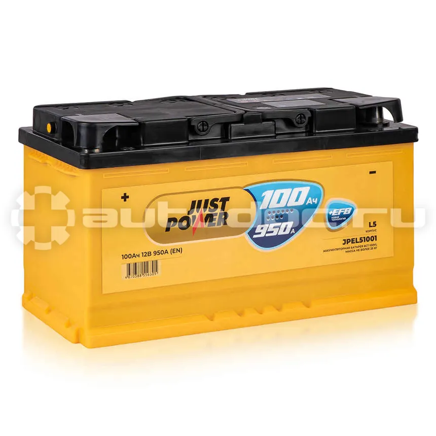 JUST POWER Аккумулятор EFB 100 А/ч прямой L+ 353x175x190 L5 EN 950 А
